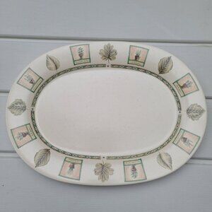 Pfaltzgraff Naturewood Oval Platter 14.5" Herbs Leaves